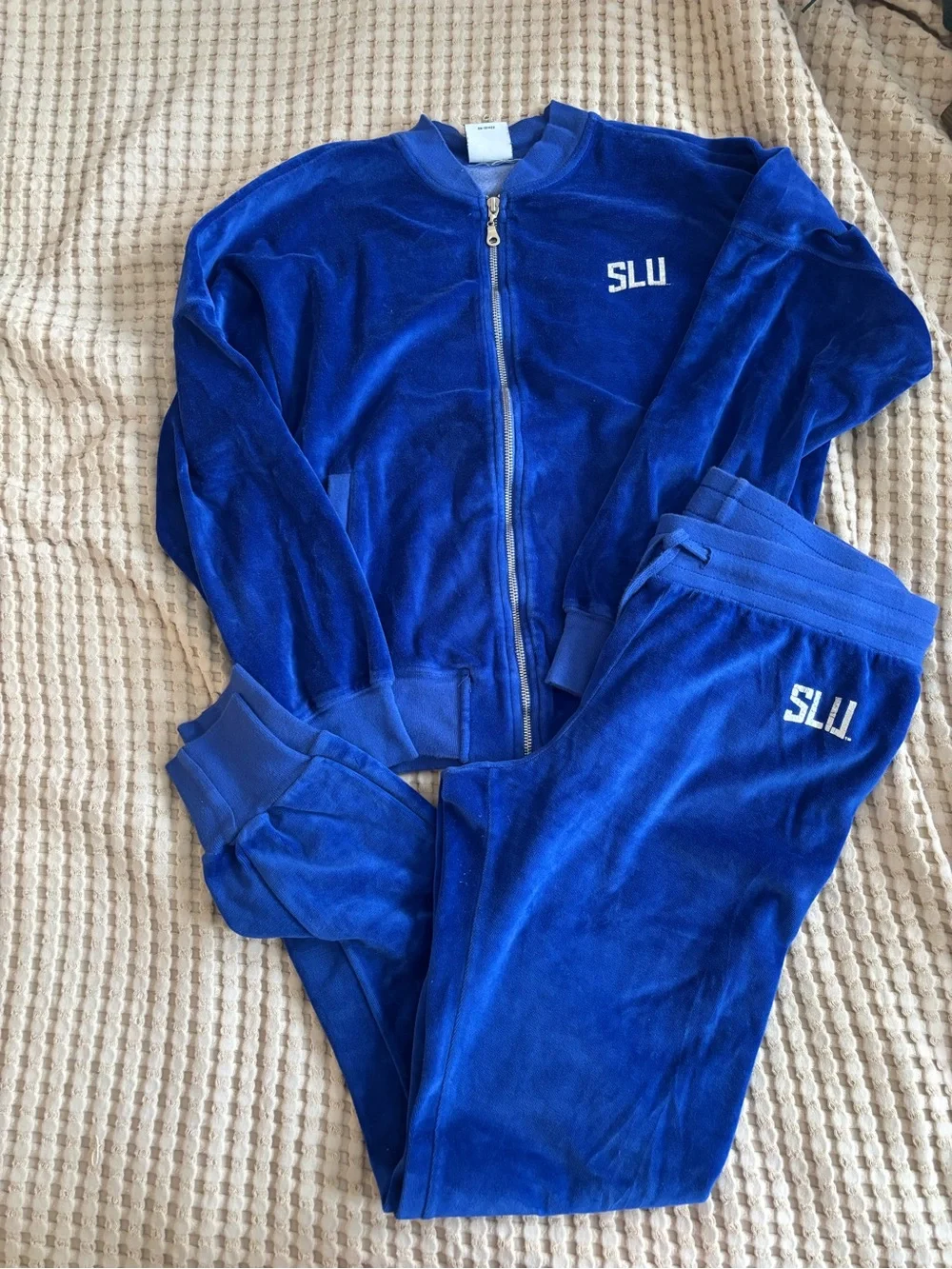 Royal Blue SLU Velour Zip Jacket and Joggers Set